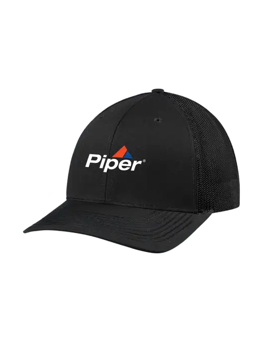 Richardson Adjustable Snapback Original 112 Trucker Cap Black w/Black Mesh w/Piper Logo