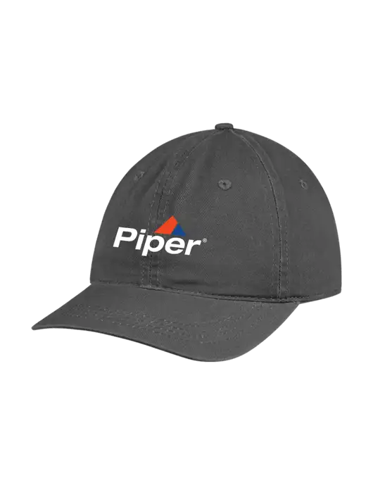 Garment Washed Unstructured Twill Charcoal Cap w/Piper Logo