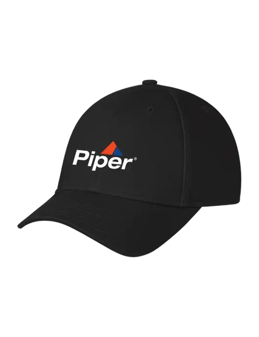 Black Structured Cap Hook & Loop w/Piper Logo