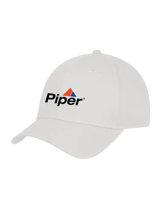 White Structured Cap Hook & Loop w/Piper Logo