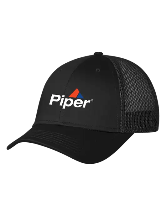 Black Mesh Trucker Cap Snap Back w/Piper Logo