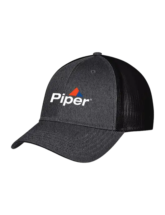Charcoal Heather/Black Mesh Trucker Cap Snap Back w/Piper Logo