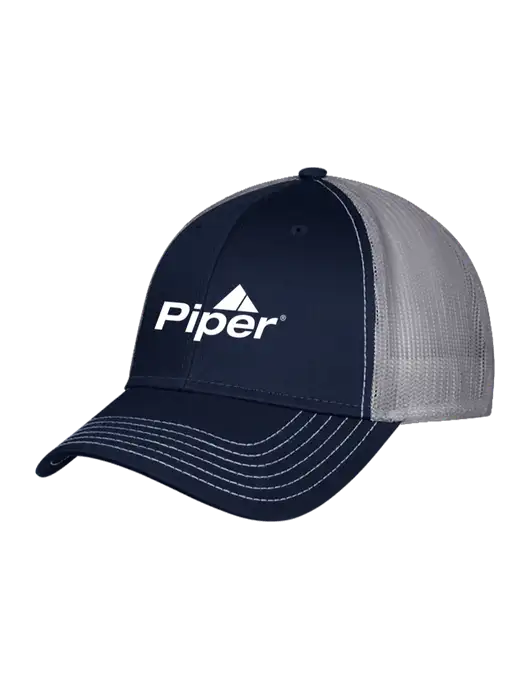 Navy & Grey Mesh Trucker Cap Snap Back w/Piper Logo