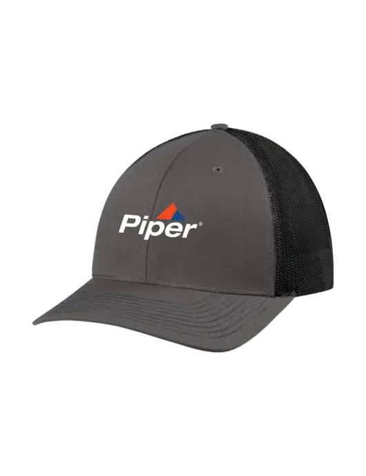 Richardson Adjustable Snapback Original 112 Trucker Cap Dark Grey w/Black Mesh w/Piper Logo