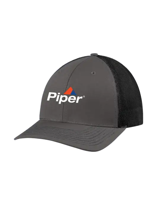 Richardson Adjustable Snapback Original 112 Trucker Cap Dark Grey w/Black Mesh w/Piper Logo