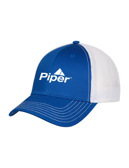 Royal/White Mesh Trucker Cap Snap Back w/Piper Logo