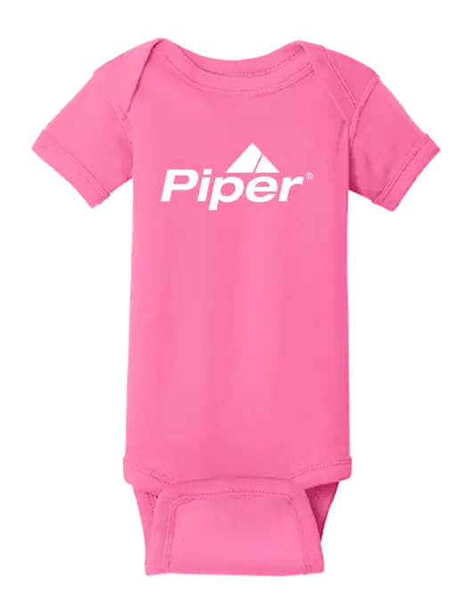 Rabbit Skins Hot Pink Infant Short Sleeve Baby Rib Bodysuit w/Piper Logo