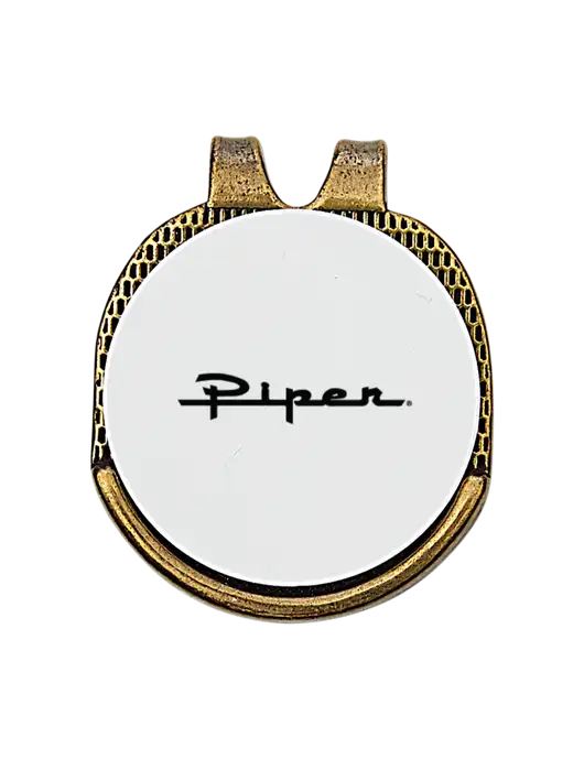 Antique Gold Hat Clip w/Golf Ball Marker w/Vintage Piper Logo