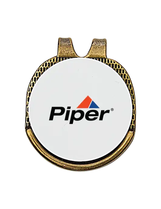 Antique Gold Hat Clip w/Golf Ball Marker w/Piper Logo