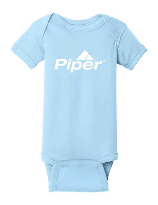 Rabbit Skins Light Blue Infant Short Sleeve Baby Rib Bodysuit w/Piper Logo