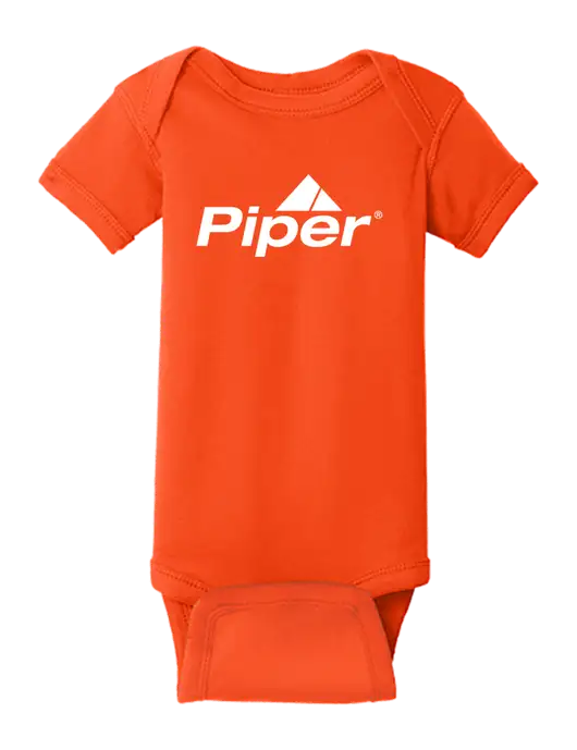 Rabbit Skins Orange Infant Short Sleeve Baby Rib Bodysuit w/Piper Logo