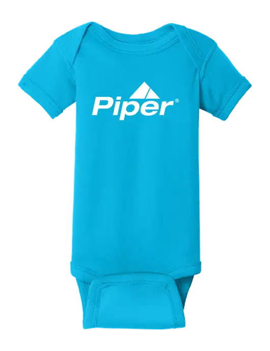 Rabbit Skins Turquoise Infant Short Sleeve Baby Rib Bodysuit w/Piper Logo