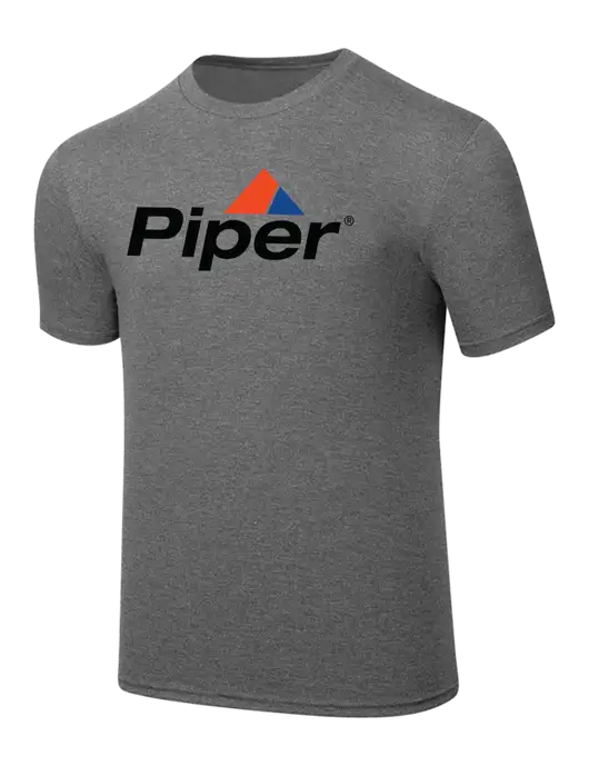 Simply Soft Heathered Medium Grey 4.5oz  Poly/Combed Ring Spun Cotton T-Shirt w/Piper Logo