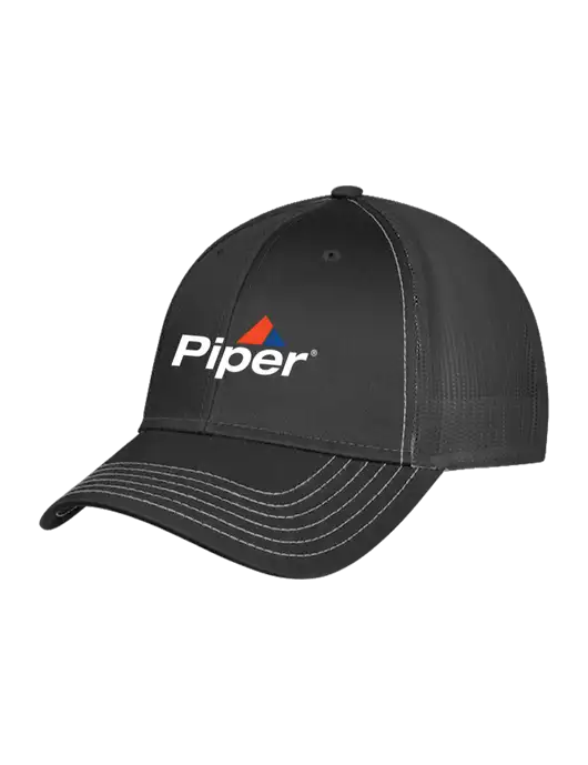 Charcoal Grey Mesh Trucker Cap Snap Back w/Piper Logo