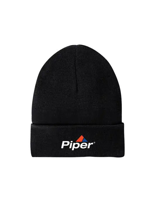 Recycled Black Beanie w/Piper Logo