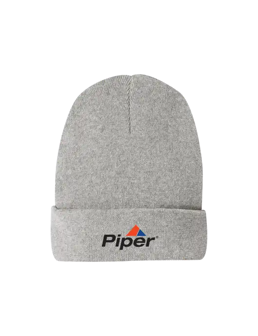 Recycled Light Heather Grey Beanie w/Piper Logo