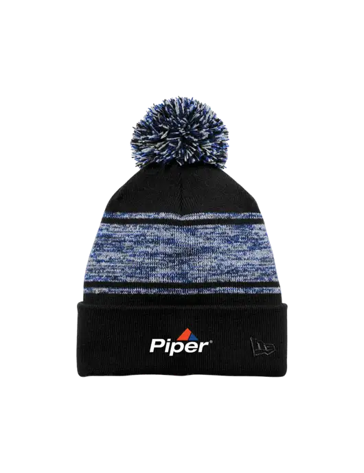 New Era Black/Royal Knit Chilled Pom Beanie w/Piper Logo