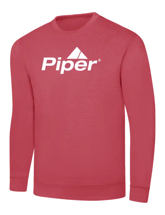 Heather Red 7.8 oz Ring Spun Crew Sweatshirt w/Piper Logo