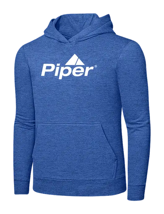 Heather Royal 7.8. oz Ring Spun Hooded Sweatshirt w/Piper Logo