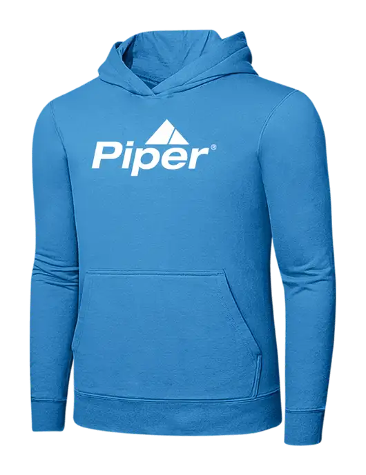 Light Aqua Blue 7.8 oz Ring Spun Hooded Sweatshirt w/Piper Logo