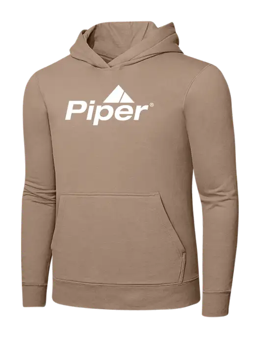 Sand 7.8. oz Ring Spun Hooded Sweatshirt w/Piper Logo