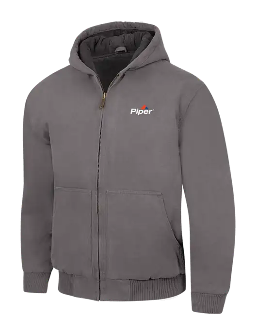 CornerStone Medium Grey Washed Duck Cloth Insulated Hooded Work Jacket w/Piper Logo