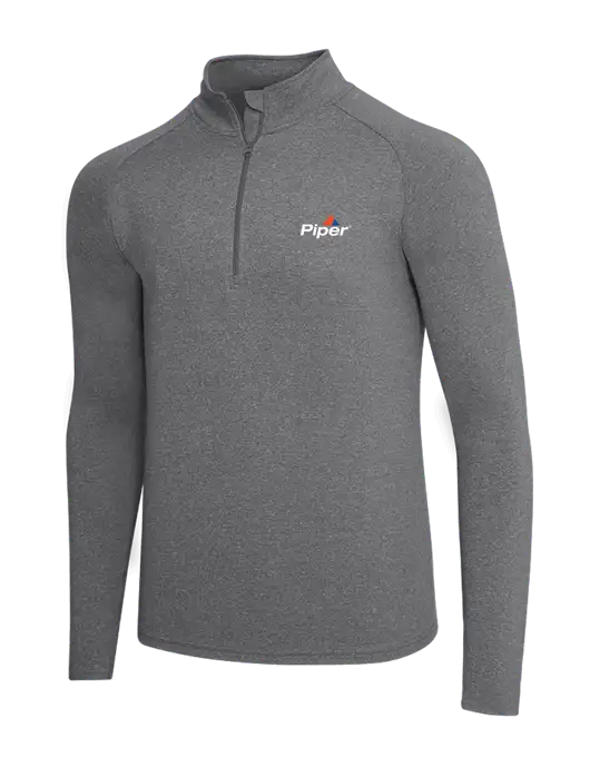 Dark Grey Heather Sport Wick Stretch 1/4 Zip Pullover w/Piper Logo