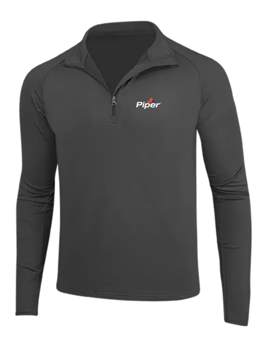Charcoal Grey Sport Wick Stretch 1/4 Zip Pullover w/Piper Logo