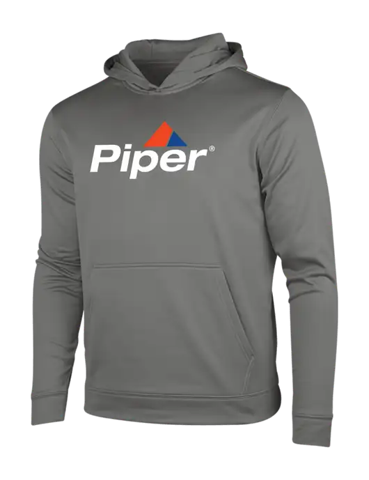 Dark Smoke Grey Sport-Wick Fleece Hooded Pullover w/Piper Logo