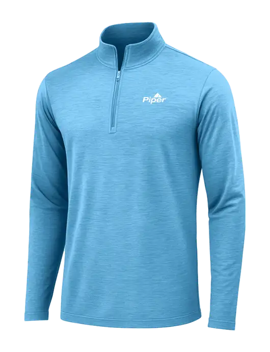 Light Blue Heather Posicharge Tri-Blend Wicking 1/4 Zip Pullover w/Piper Logo