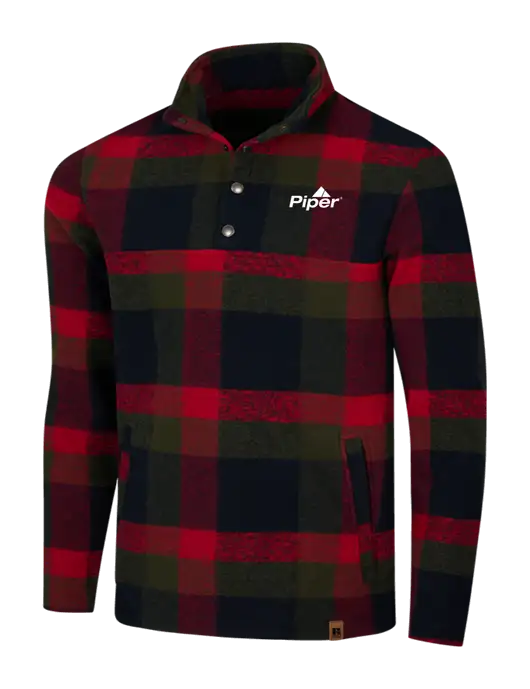 Russell Outdoors Red/Black Plaid Basin Snap Pullover w/Piper Logo