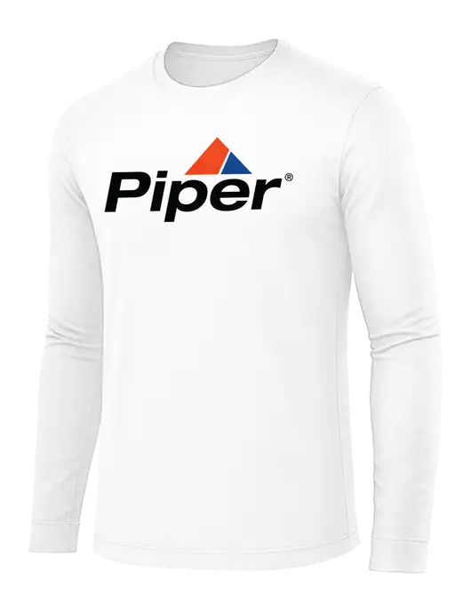 Long Sleeve White PosiCharge Competitor Tee w/Piper Logo