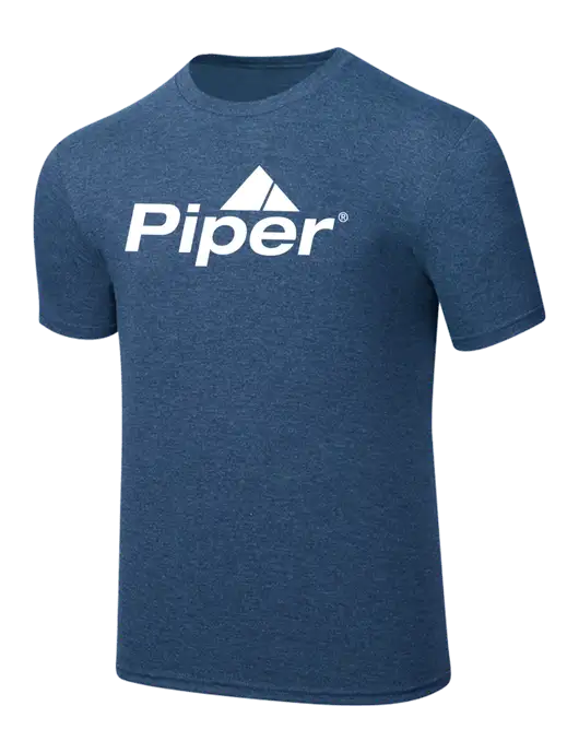 Simply Soft Heathered Navy 4.5oz  Poly/Combed Ring Spun Cotton T-Shirt w/Piper Logo