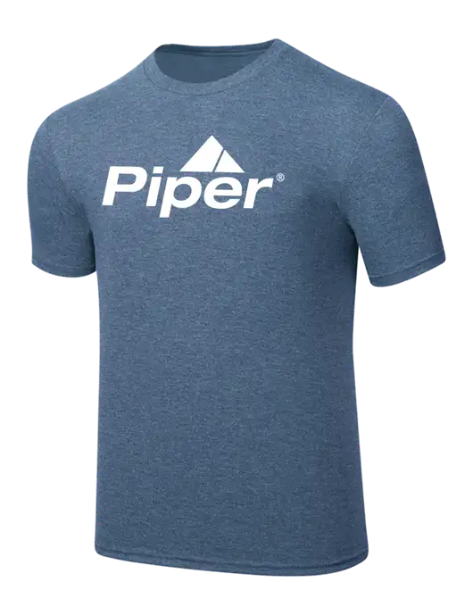 Simply Soft Light Slate Blue Heathered 4.5oz  Poly/Combed Ring Spun Cotton T-Shirt w/Piper Logo