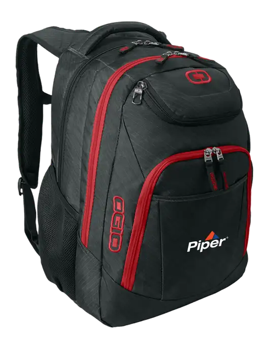 OGIO Dark Grey/Red Excelsior Laptop Backpack w/Piper Logo