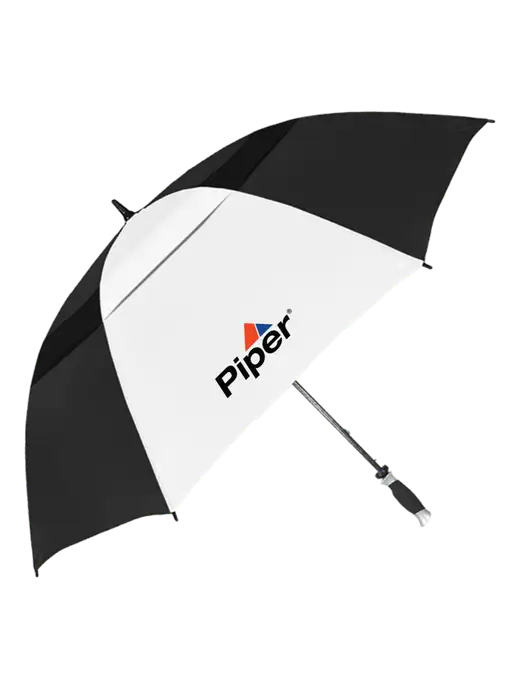 Black/White Vented Typhoon Tamer Golf Umbrella w/Piper Logo