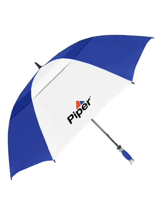 Royal/White Vented Typhoon Tamer Golf Umbrella w/Piper Logo