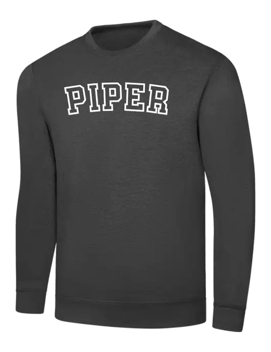 Dark Heather Grey 7.8 oz Ring Spun Crew Sweatshirt w/Piper Collegiate Logo