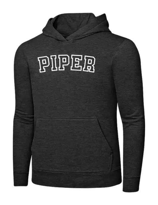 Dark Heather Grey 7.8 oz Ring Spun Hooded Sweatshirt w/Piper Collegiate Logo