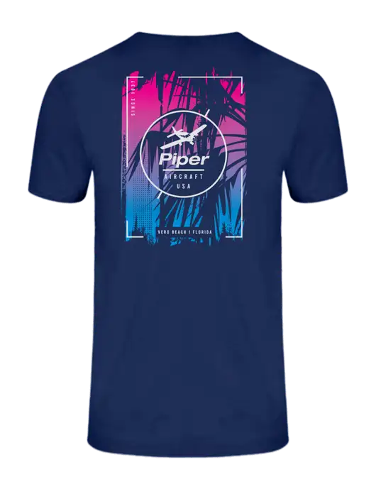 Ring Spun Navy 4.5 oz T-Shirt w/Palmrageous Logo, Piper Logo
