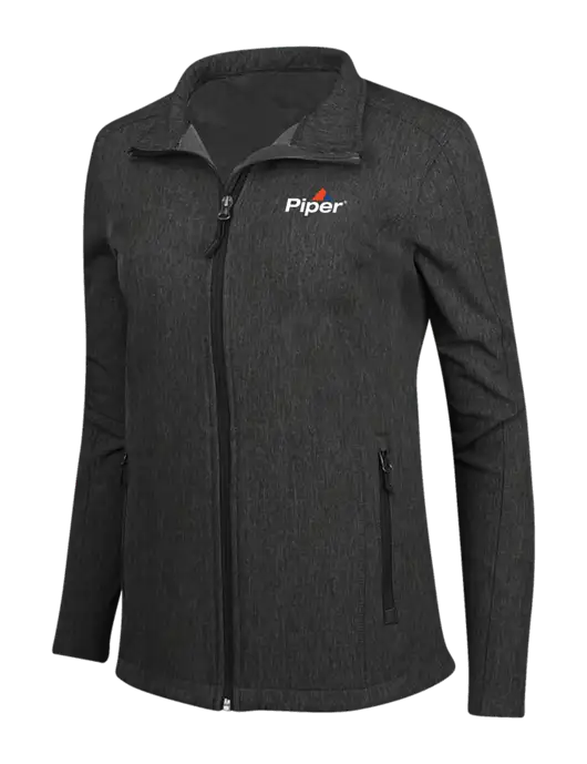 Black Charcoal Heather Womens Core Soft Shell Jacket w/Piper Logo
