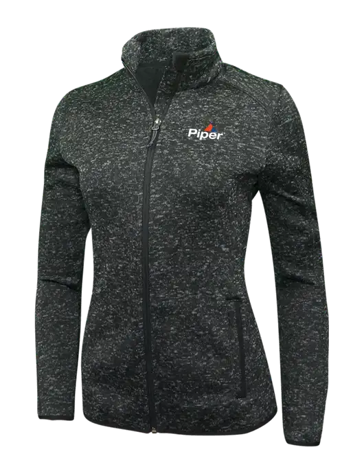 Black Heather Womens Sweater Fleece Jacket w/Piper Logo