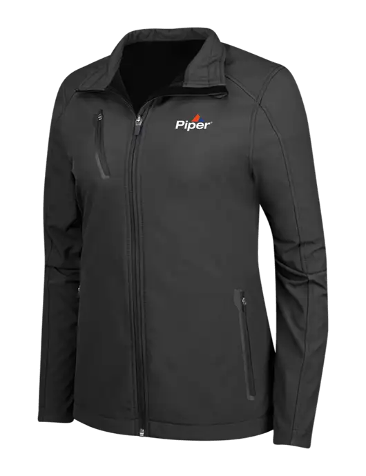 Black Womens Welded Softshell Jacket w/Piper Logo