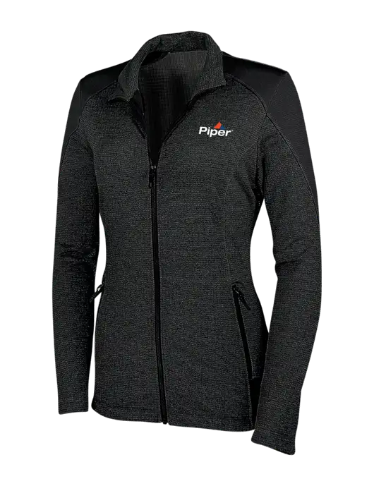 Womens Black Grid Fleece Jacket w/Piper Logo