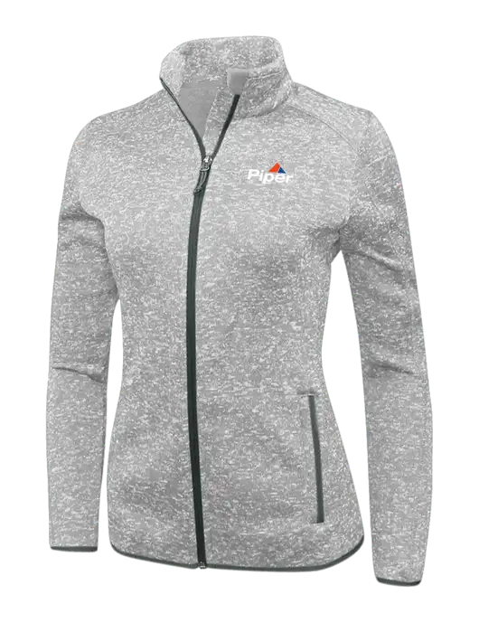 Grey Heather Womens Sweater Fleece Jacket w/Piper Logo