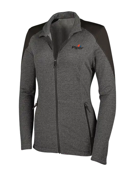 Medium Grey Heather Womens Grid Fleece Jacket w/Piper Logo