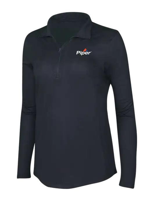 Black Triad Solid Womens Posicharge Tri-Blend Wicking 1/4 Zip Pullover w/Piper Logo