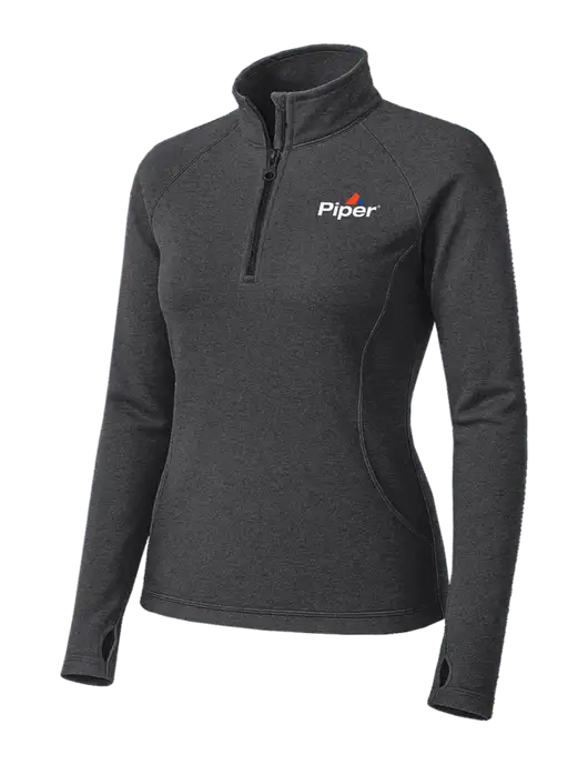 Dark Grey Heather Womens Sport Wick Stretch 1/4 Zip Pullover w/Piper Logo