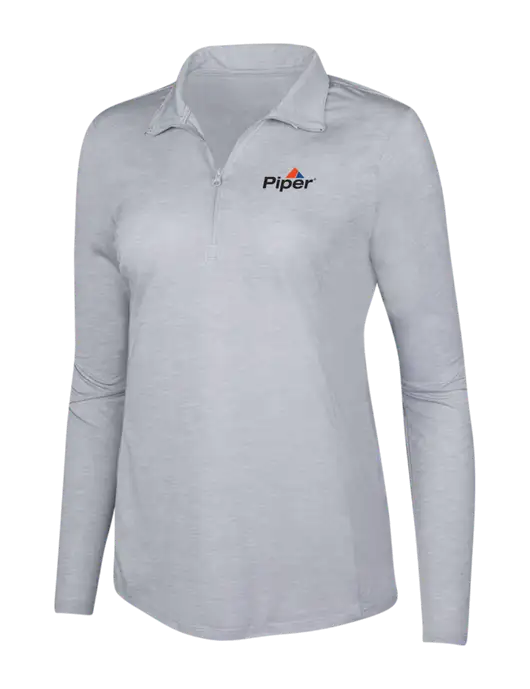 Light Grey Heather Womens Posicharge Tri-Blend Wicking 1/4 Zip Pullover w/Piper Logo