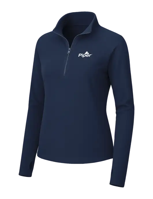 Womens Navy Microfleece 1/2 Zip Pullover w/Piper Logo